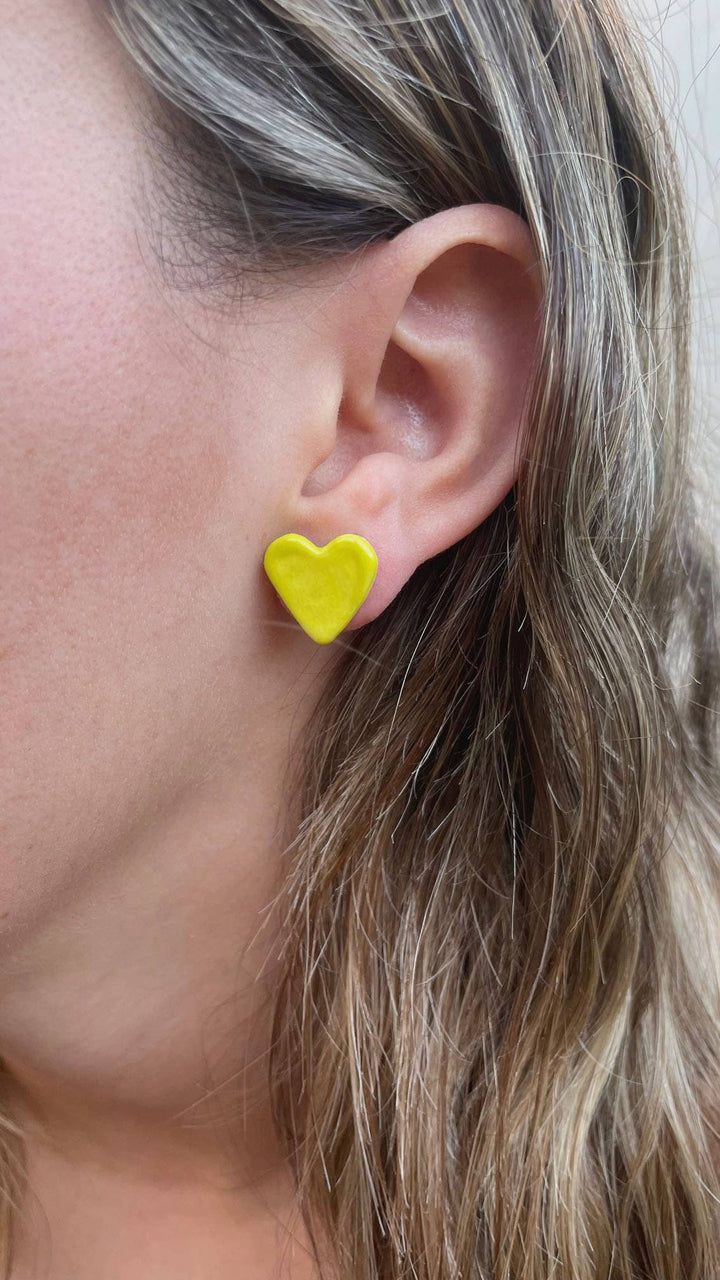 Yellow ceramic heart earrings - Birch & BrackenEARRINGS